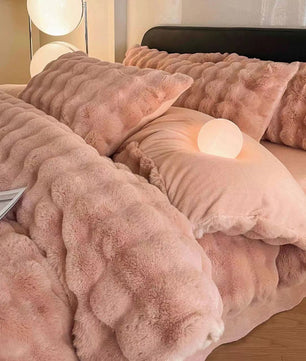Premium Four - piece Milky Fiber Thermal Coral Fleece Plush Set - Lusy Store LLC