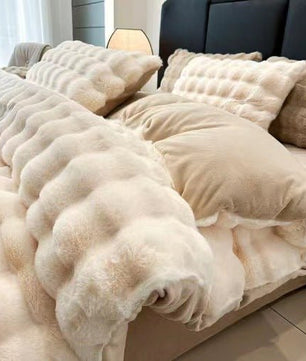 Premium Four - piece Milky Fiber Thermal Coral Fleece Plush Set - Lusy Store LLC