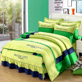 Premium Quality Solid Color Cotton Bed Skirt Set of Four - Perfectly Fitted Bed Skirts for a Polished Bedroom Décor Green