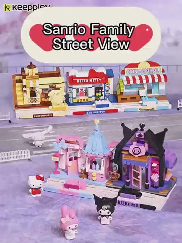 Lusy Store LLC Assembled Toy Building Blocks Hello Kitty Kuromi Cinnamoroll My Melody Model Children Gifts Building Blocks
