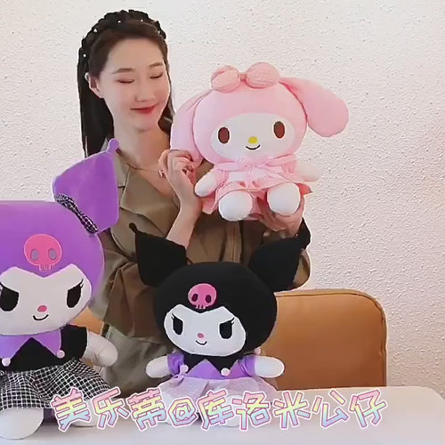 Lusy Store LLC Kuromi &amp; My Melody Stuffed Plush Doll &ndash; Soft Pillow &amp; Room Decoration &ndash; 9.8&quot;/15.7&quot; Stuffed Animals