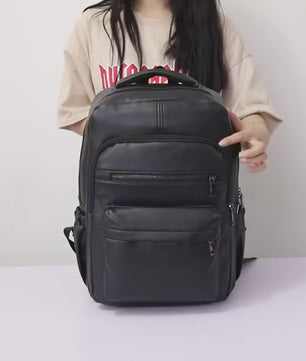 Leather Backpack High Quality USB Charging PU Leather Laptop Backpacks For Men Teenagers Boys