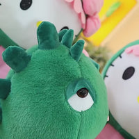 Lusy Store LLC Kawaii Hello Kitty Dinosaur Plush Toy Cartoon Decoration Sleeping Throw Pillow Gift Stuffed Animals