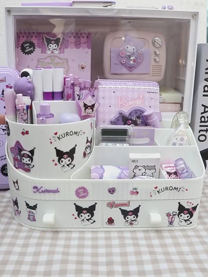 Lusy Store LLC Kuromi Rotating Drawer Pen Holder Storage Box Large Capacity Desktop Cute Multi-functional Storage Rack Home Storage