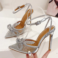 Prom shoes - High heels pointed toe wedding shose - Transparent sexy butterfly