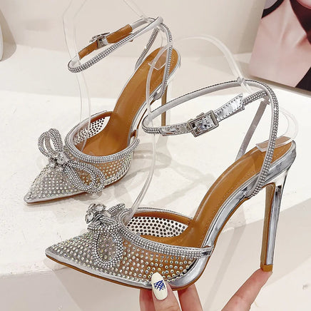 Prom shoes - High heels pointed toe wedding shose - Transparent sexy butterfly - Lusy Store LLC