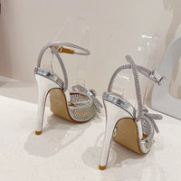 Prom shoes - High heels pointed toe wedding shose - Transparent sexy butterfly