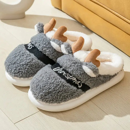 Lusy Store LLC Thick Sole Christmas Deer Slippers Slipper