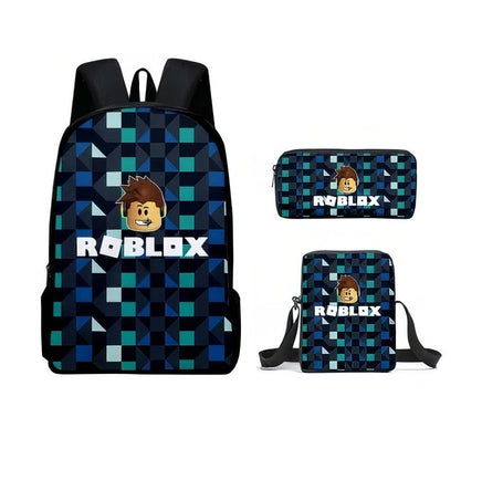 Roblox Backpack 3D Primary and Secondary School Students Backpack 3pcs/set - Lusy Store LLC