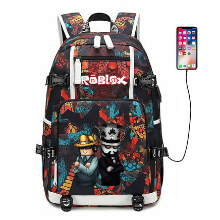Roblox Backpack Student Schoolbag Computer Bag Gift for Girls Kids Boys Colorful-6 18.5"x11.8"x5.9"