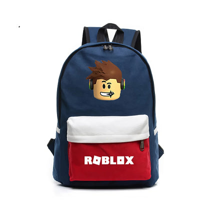 Roblox Backpack Surrounding Starry Sky Fashio High School Student Zipper Backpack Blue 15.7"x11.8"x5.5"
