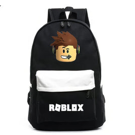 Roblox Backpack Surrounding Starry Sky Fashio High School Student Zipper Backpack Black 15.7"x11.8"x5.5"