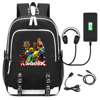 Roblox Backpack USB Charging Outdoor Travel Bag Boys Girls Anime Kawaii School Bag Black 4 17.3"x11.8"x5.9"