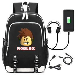 Roblox Backpack USB Charging Outdoor Travel Bag Boys Girls Anime Kawaii School Bag Black 1 17.3"x11.8"x5.9"