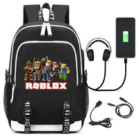 Roblox Backpack USB Charging Outdoor Travel Bag Boys Girls Anime Kawaii School Bag Black 3 17.3"x11.8"x5.9"