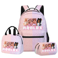 Roblox Backpack Virtual World Primary Secondary Schoolbag Set Colorful-4 Backpack + Penbag + Lunch bag