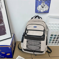 Simple Outdoor Leisure Travel Schoolbag Beige 31x14x46CM