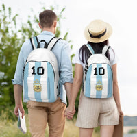 Soccer Backpack Argentina Famouse Football Student Canvas Schoolbag for Men Women White