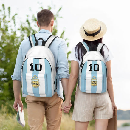 Soccer Backpack Argentina Famouse Football Student Canvas Schoolbag for Men Women White