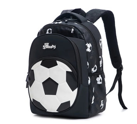 Soccer Backpack Children Schoolbag for Teenage Boy Black 15.7"x11.4"x7.5"