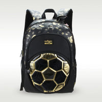 Soccer Backpack Golden Football Backpack Children's Bag 7-16 Years Black 16.9"x11.8"x5.9"