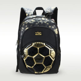 Soccer Backpack Golden Football Backpack Children's Bag 7-16 Years Black 16.9"x11.8"x5.9"