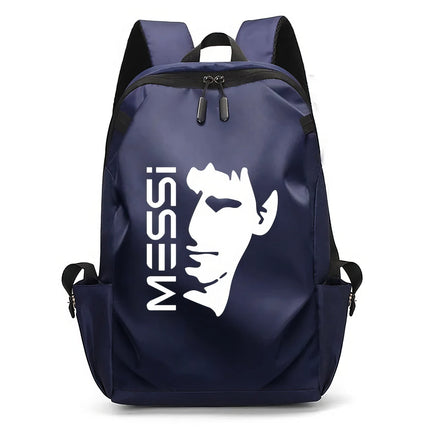 Soccer Backpack Messi Backpack Unisex College Student Laptop Teens Student Blue-2 17.7"x10.6"x4.7"