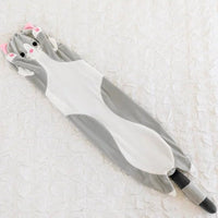 Soft Plush Long Pillow Grey Leather Shell