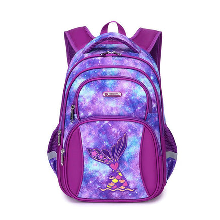 Spacious Children's Backpack for Primary School Boys with Large Capacity Purple Mermaid 16 Inch