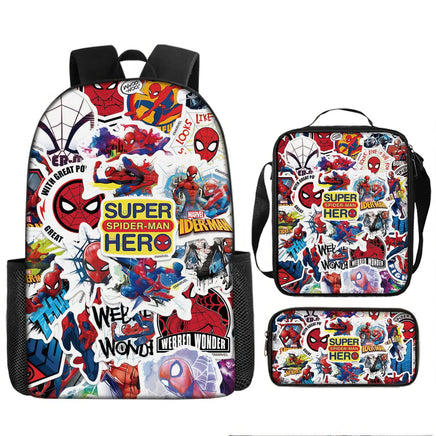 Spiderman Backpack Three Piece Set for Boys Elementary School Students Cartoon Backpack - Lusy Store LLC