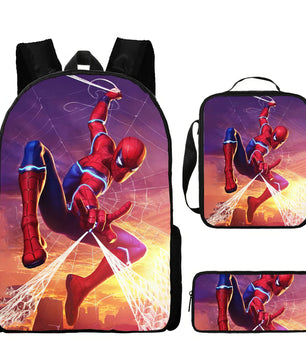 Spiderman Backpack Three Piece Set for Boys Elementary School Students Cartoon Backpack - Lusy Store LLC