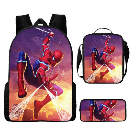 Spiderman Backpack Three Piece Set for Boys Elementary School Students Cartoon Backpack - Lusy Store LLC