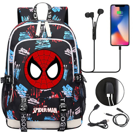 Spiderman Backpack USB Boys Girls Kids Book School Bags Laptop Travel Backpack - Lusy Store LLC
