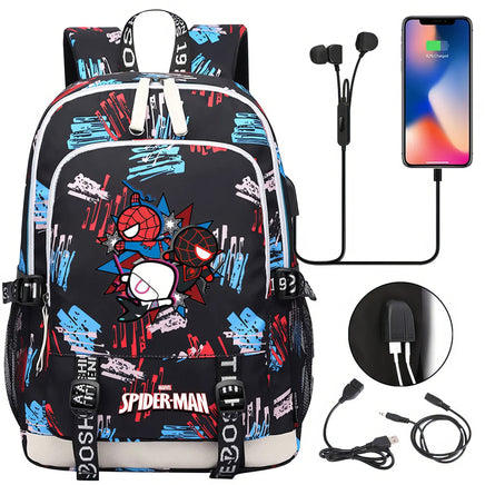 Spiderman Backpack USB Boys Girls Kids Book School Bags Laptop Travel Backpack - Lusy Store LLC