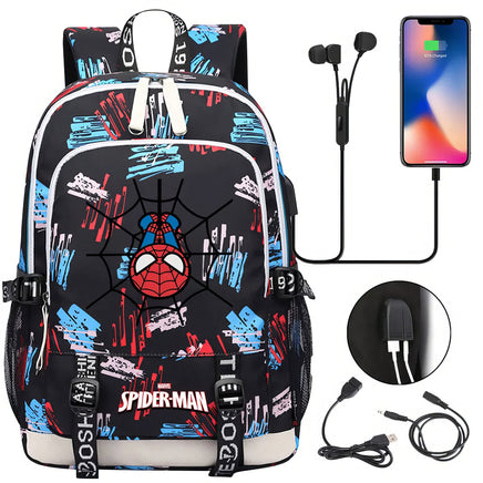 Spiderman Backpack USB Boys Girls Kids Book School Bags Laptop Travel Backpack - Lusy Store LLC