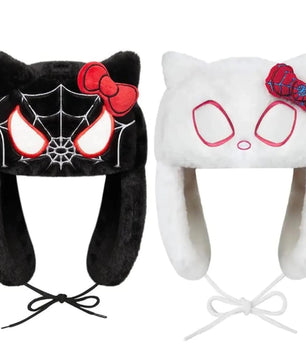 Spiderman & Gwen Stacy x Hello Kitty Fluffy Ushanka Hat - Lusy Store LLC