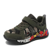 Spiderman shoes - Children camouflage green sneaker - Walking PU breathable shoes