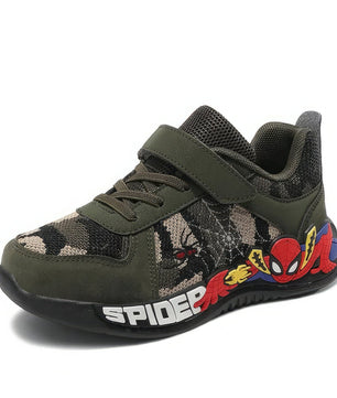 Spiderman shoes - Children camouflage green sneaker - Walking PU breathable shoes - Lusy Store LLC