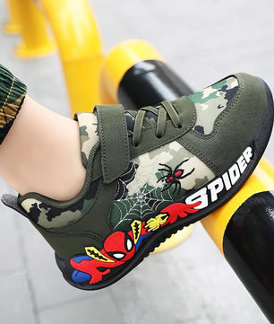 Spiderman shoes - Children camouflage green sneaker - Walking PU breathable shoes - Lusy Store LLC