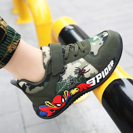 Spiderman shoes - Children camouflage green sneaker - Walking PU breathable shoes - Lusy Store LLC