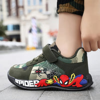 Spiderman shoes - Children camouflage green sneaker - Walking PU breathable shoes Green A