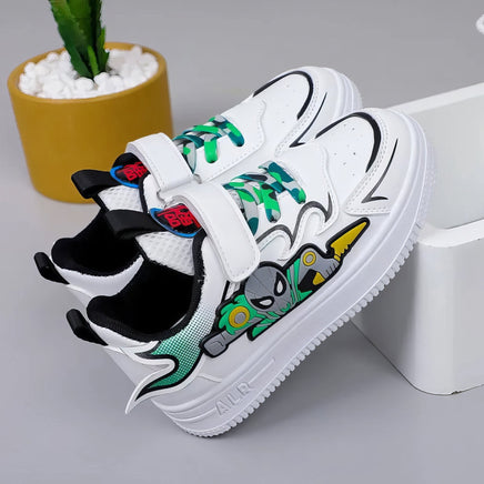 Spiderman shoes - Sports shoes children's leather - Boys' sports white breathable shoes Black