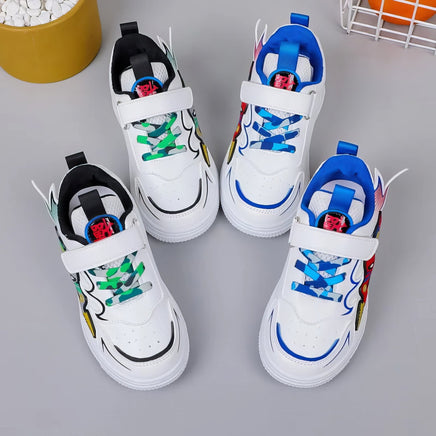 Spiderman shoes - Sports shoes children's leather - Boys' sports white breathable shoes - Lusy Store LLC