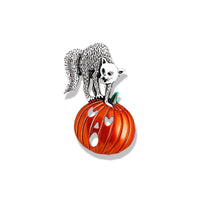 Spooky Halloween Brat Broom Pumpkin Head Cartoon Brooch YNCP7245 Silver