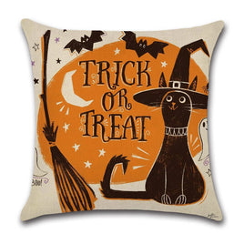 Spooky Halloween Cartoon Linen Throw Pillowcase 1 Style 45x45cm