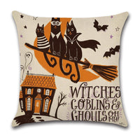 Spooky Halloween Cartoon Linen Throw Pillowcase 3 Style 45x45cm