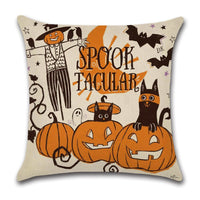 Spooky Halloween Cartoon Linen Throw Pillowcase 4 Style 45x45cm