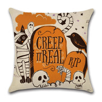 Spooky Halloween Cartoon Linen Throw Pillowcase 2 Style 45x45cm