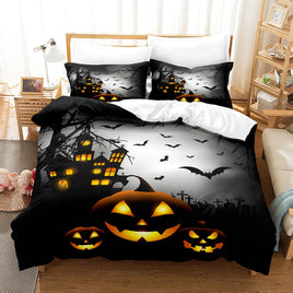Spooky Halloween Series Bed Sheet Set - Complete Three-piece Holiday Bedding Set 1style