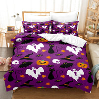 Spooky Halloween Series Bed Sheet Set - Complete Three-piece Holiday Bedding Set 3style